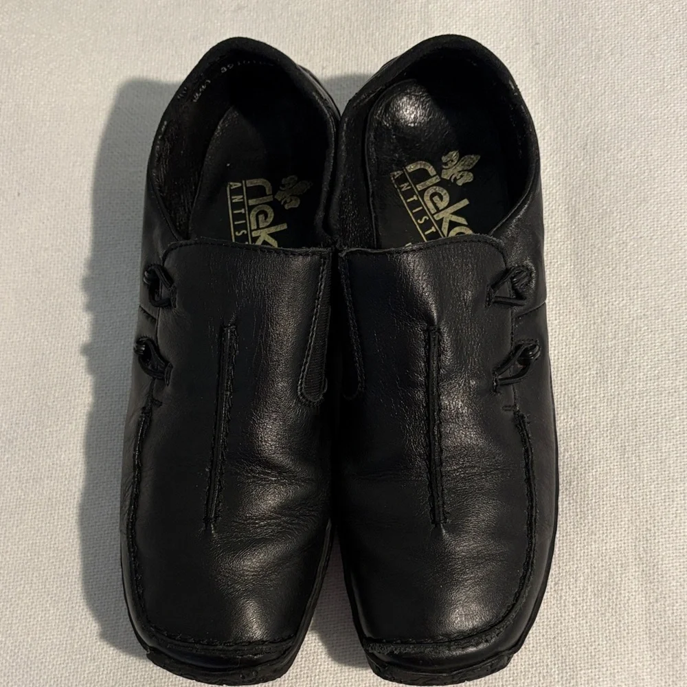 Rieker Black Leather Slip-On Casual Loafers - Picture 4 of 9